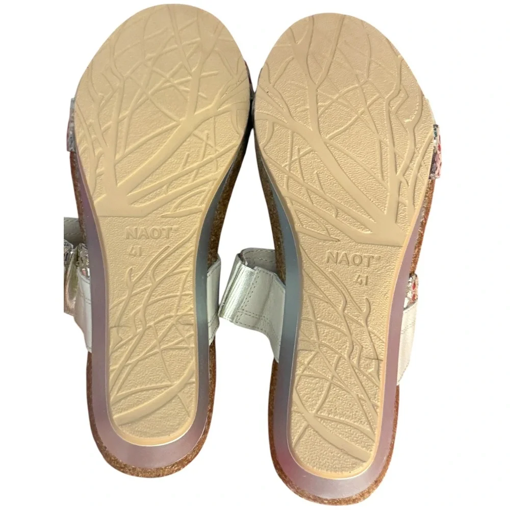 Naot Women Mosaic Metallic Leather Slide Sandals Size 41 L10 NWOB - Picture 2 of 6